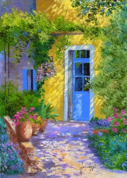 La puerta azul jardín PROVENZAL Pinturas al óleo